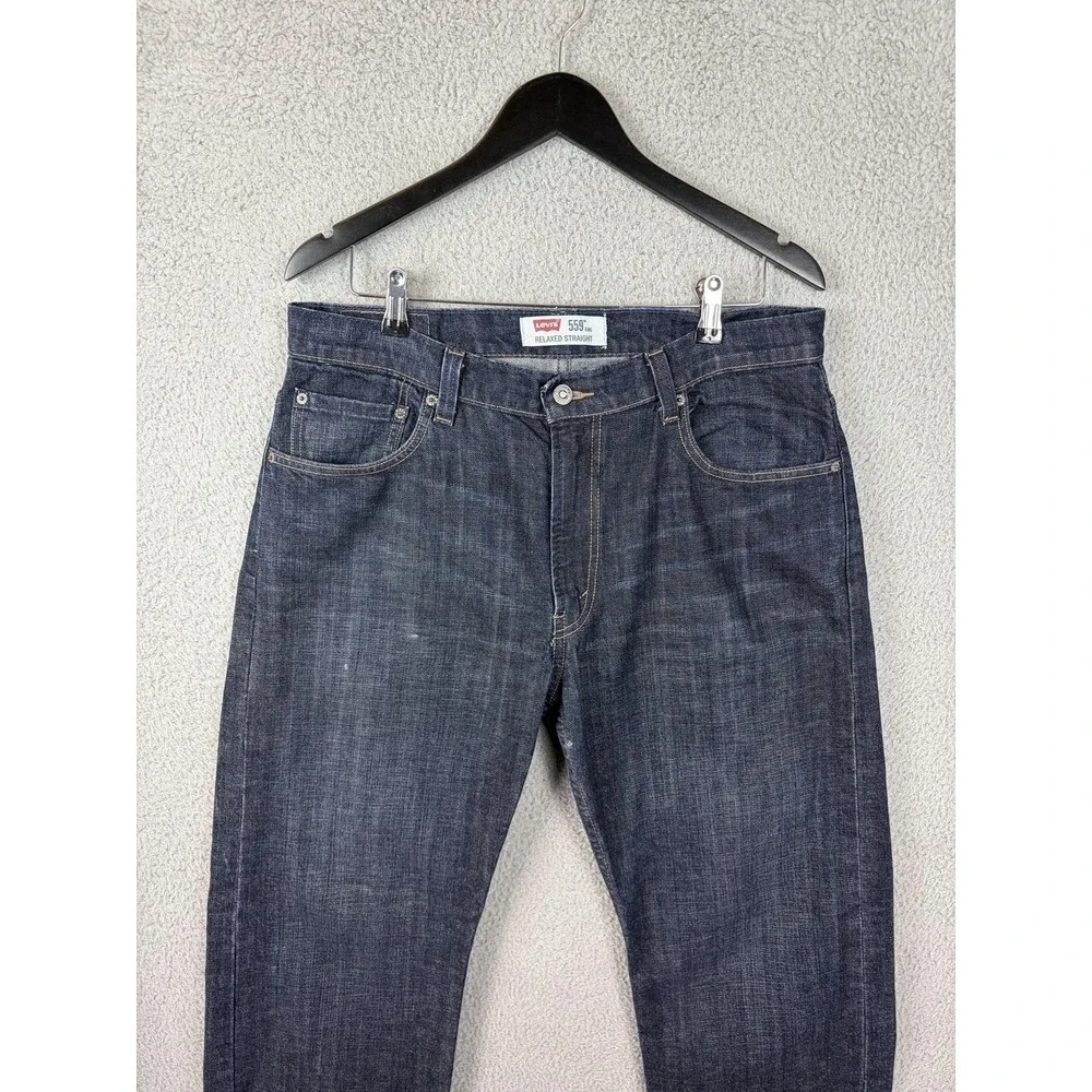Levis 559 Jeans Mens 34x30 Blue Dark Wash Relaxed Straight Stretch Denim Men
